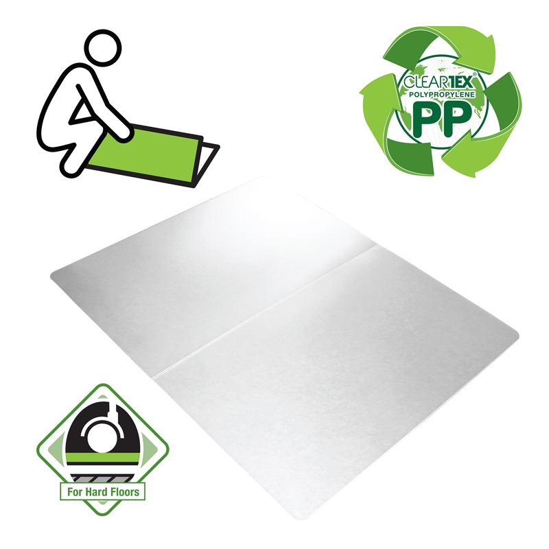 Bowery Hill White Polypropylene Anti-Slip Foldable Chair Mat for Hard Floors