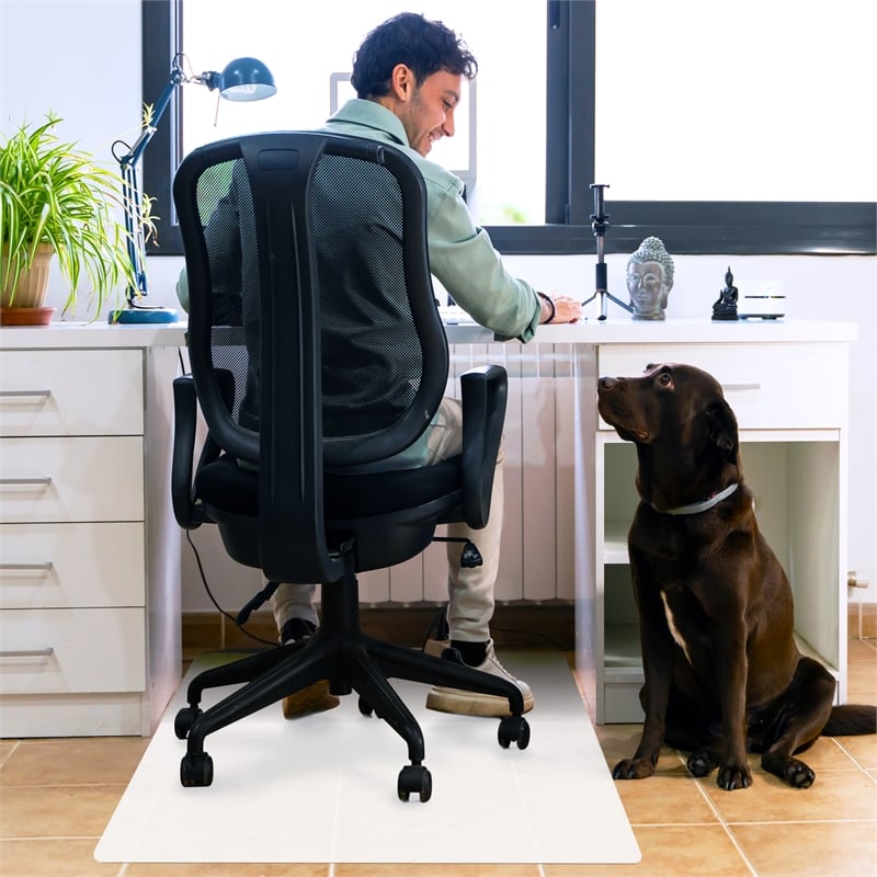Bowery Hill White Polypropylene Anti-Slip Foldable Chair Mat for Hard Floors