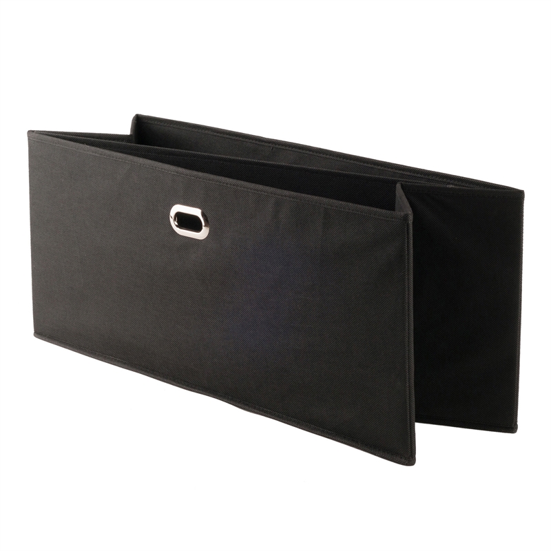 Bowery Hill Transitional Fabric Folding Basket in Black (Set of 3)
