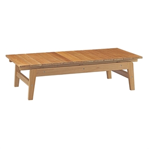 Bowery Hill Outdoor Patio Solid Teak Wood Coffee Table in Natural
