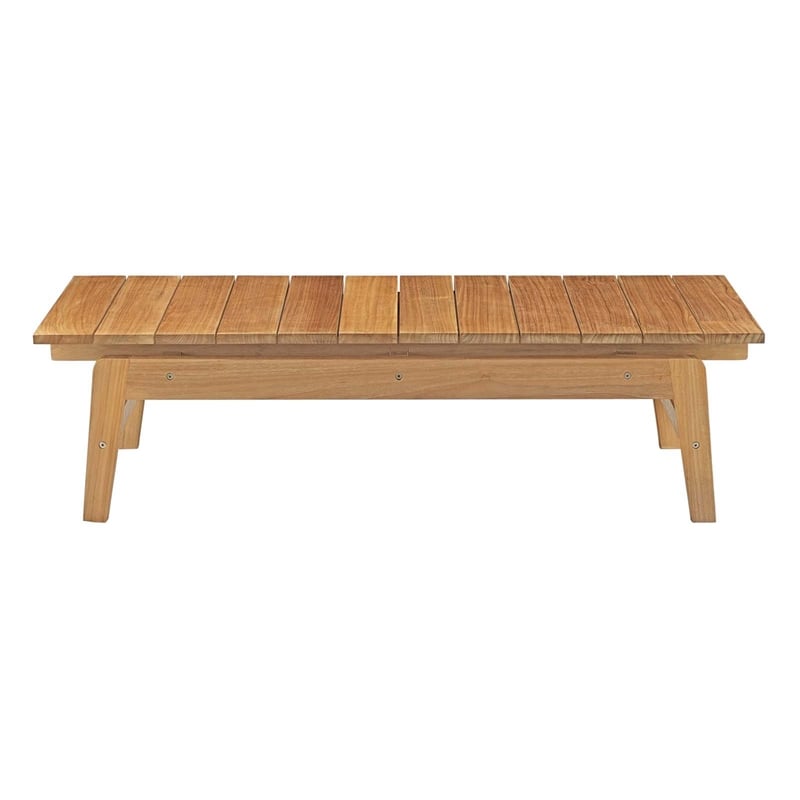Bowery Hill Outdoor Patio Solid Teak Wood Coffee Table in Natural