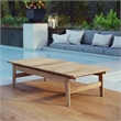 Bowery Hill Outdoor Patio Solid Teak Wood Coffee Table in Natural