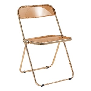 Bowery Hill Acrylic Folding Chair in Gold Metal Frame/Tangerine
