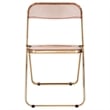 Bowery Hill Acrylic Folding Chair With Gold Metal Frame in Rose Pink