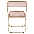 Bowery Hill Acrylic Folding Chair With Gold Metal Frame in Rose Pink
