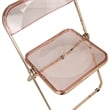 Bowery Hill Acrylic Folding Chair With Gold Metal Frame in Rose Pink