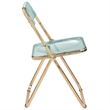 Bowery Hill Acrylic Folding Chair Gold Metal Frame 2 Set in Jade Green