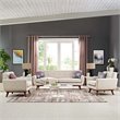 Bowery Hill Modern Fabric 3-Piece Sofa Set with Armchairs in Beige