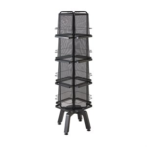 Bowery Hill Steel Mesh Rotating Magazine Stand 5580BL 16 Pocket Black