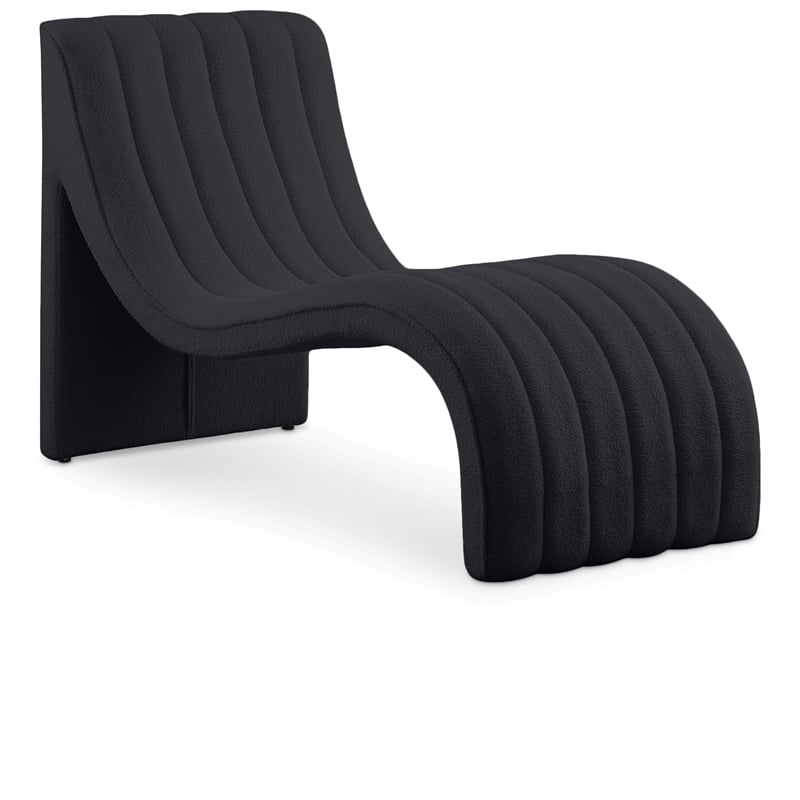 Bowery Hill Contemporary Soft Black Teddy Finish Fabric Chaise