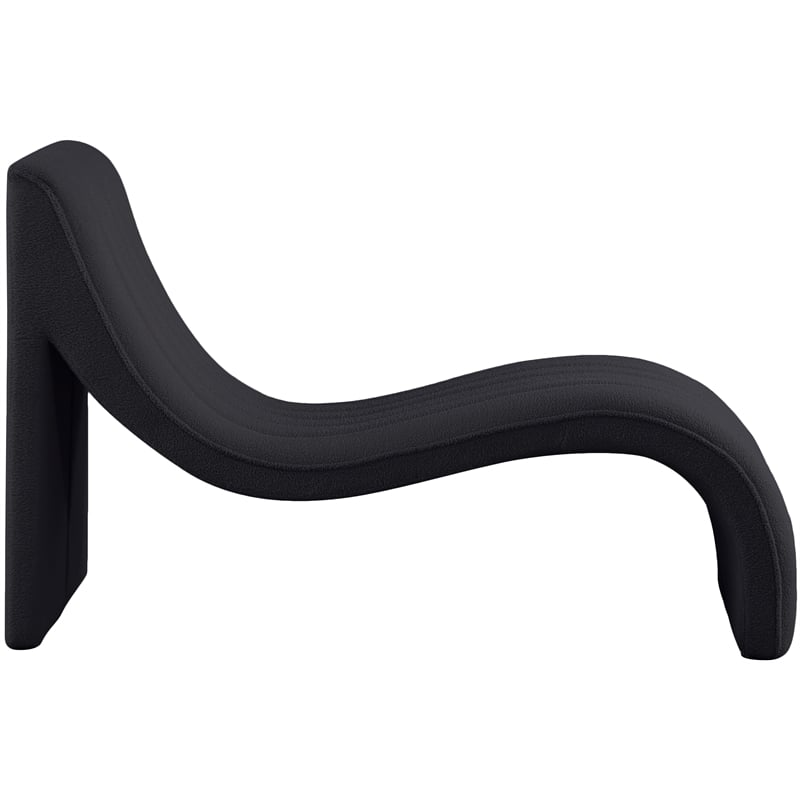 Bowery Hill Contemporary Soft Black Teddy Finish Fabric Chaise