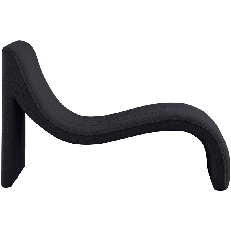 Bowery Hill Contemporary Soft Black Teddy Finish Fabric Chaise