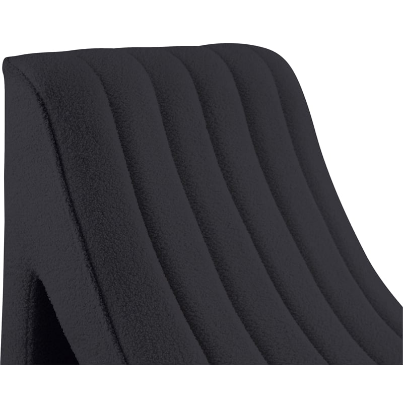 Bowery Hill Contemporary Soft Black Teddy Finish Fabric Chaise