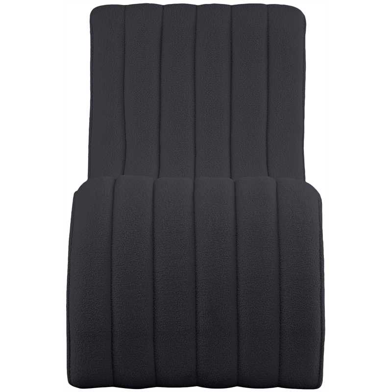 Bowery Hill Contemporary Soft Black Teddy Finish Fabric Chaise