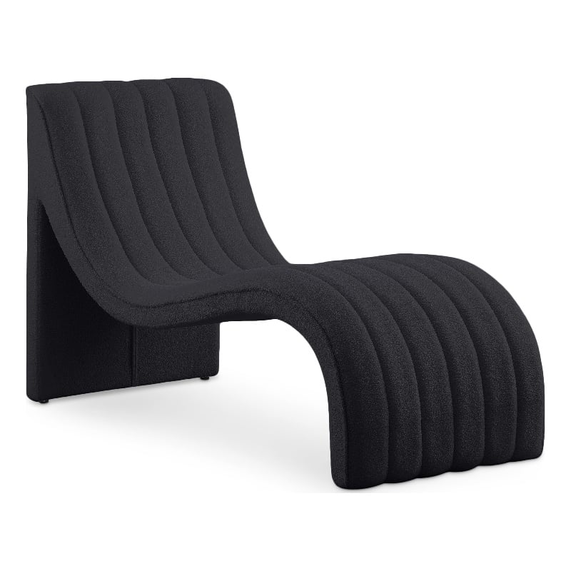 Bowery Hill Contemporary Soft Black Teddy Finish Fabric Chaise