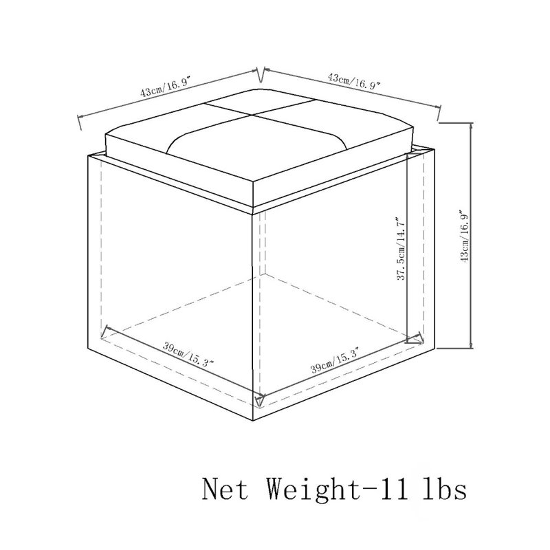 Bowery Hill Cube Storage Ottoman with Tray in Distressed Brown Faux Leather