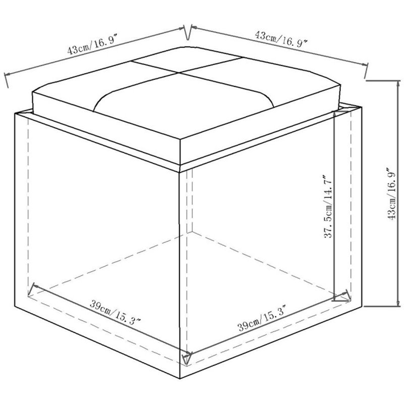 Bowery Hill Square Tweed Fabric Storage Ottoman With Tray in Mink Brown