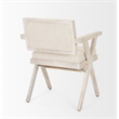 Bowery Hill Cream Fabric Wrap Brown Wooden Frame Dining Chair