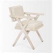 Bowery Hill Cream Fabric Wrap Brown Wooden Frame Dining Chair