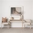 Bowery Hill Cream Fabric Wrap Brown Wooden Frame Dining Chair