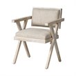 Bowery Hill Cream Fabric Wrap Brown Wooden Frame Dining Chair