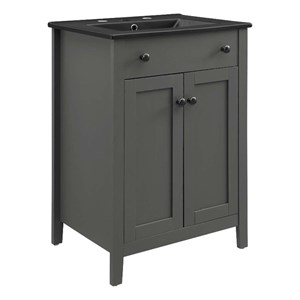 Bowery Hill Modern Wood/Ceramic Bathroom Vanity in Gray/Black