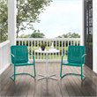 Bowery Hill 3 Piece Metal Outdoor Bistro Set in Turquoise Gloss