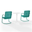 Bowery Hill 3 Piece Metal Outdoor Bistro Set in Turquoise Gloss