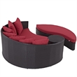 Bowery Hill Aluminum and Rattan Patio Daybed in Espresso/Red