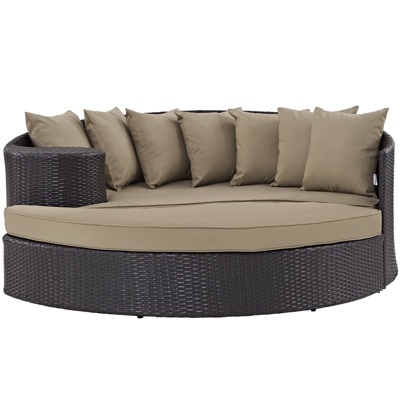 Bowery Hill Aluminum and Rattan Patio Daybed in Espresso/Mocha