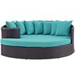 Bowery Hill Aluminum and Rattan Patio Daybed in Espresso/Turquoise