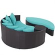 Bowery Hill Aluminum and Rattan Patio Daybed in Espresso/Turquoise