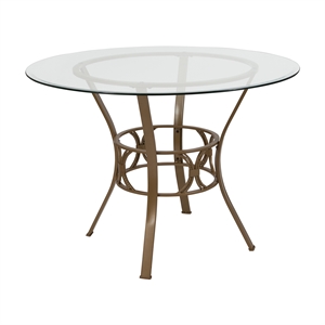 Bowery Hill 42&quot Round Glass Top Dining Table in Clear Matte Gold