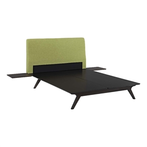 Bowery Hill 3-Piece MDF and Rubberwood Queen Bedroom Set in Cappuccino/Green