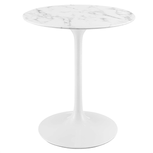 Bowery Hill 27. 5&quot Round Artificial Marble Dining Table in White