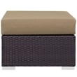 Bowery Hill Square Fabric and Rattan Patio Ottoman in Espresso/Mocha
