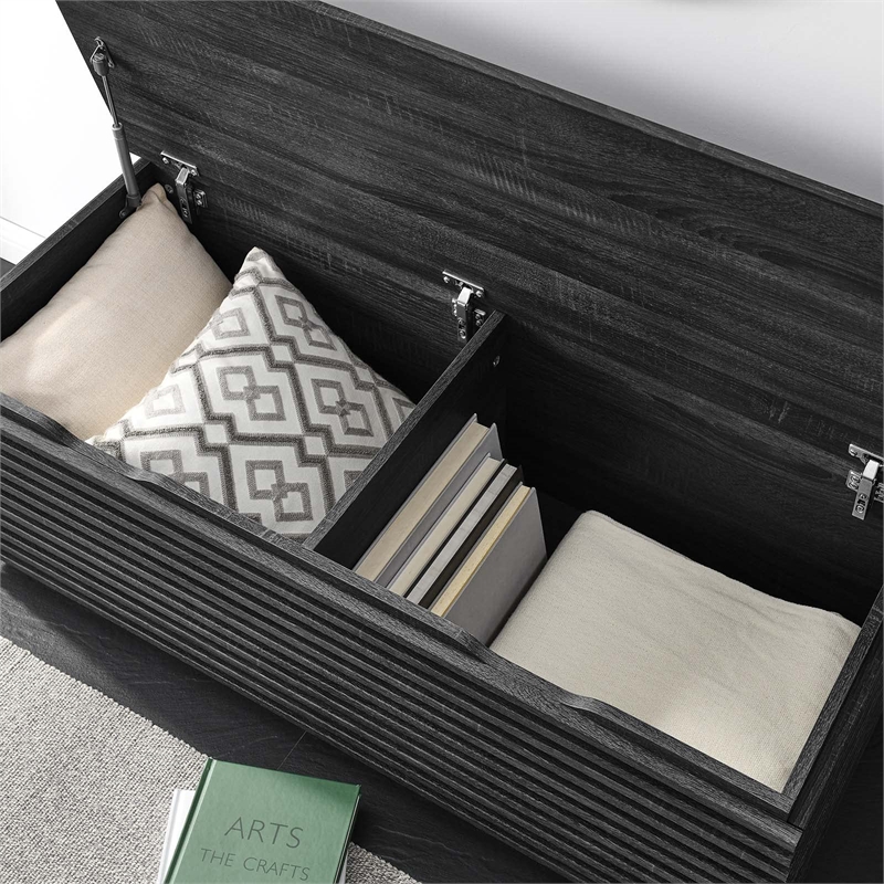 Bowery Hill Particleboard and Laminate Storage Bench in Charcoal