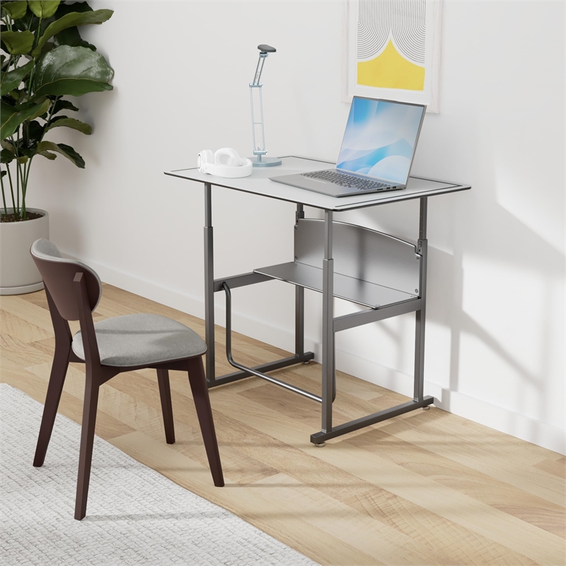 Bowery Hill Contemporary Stainless Steel Adjustable Height Desk