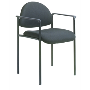 Bowery Hill Fabric Upholstered Stackable Guest Chair in Black