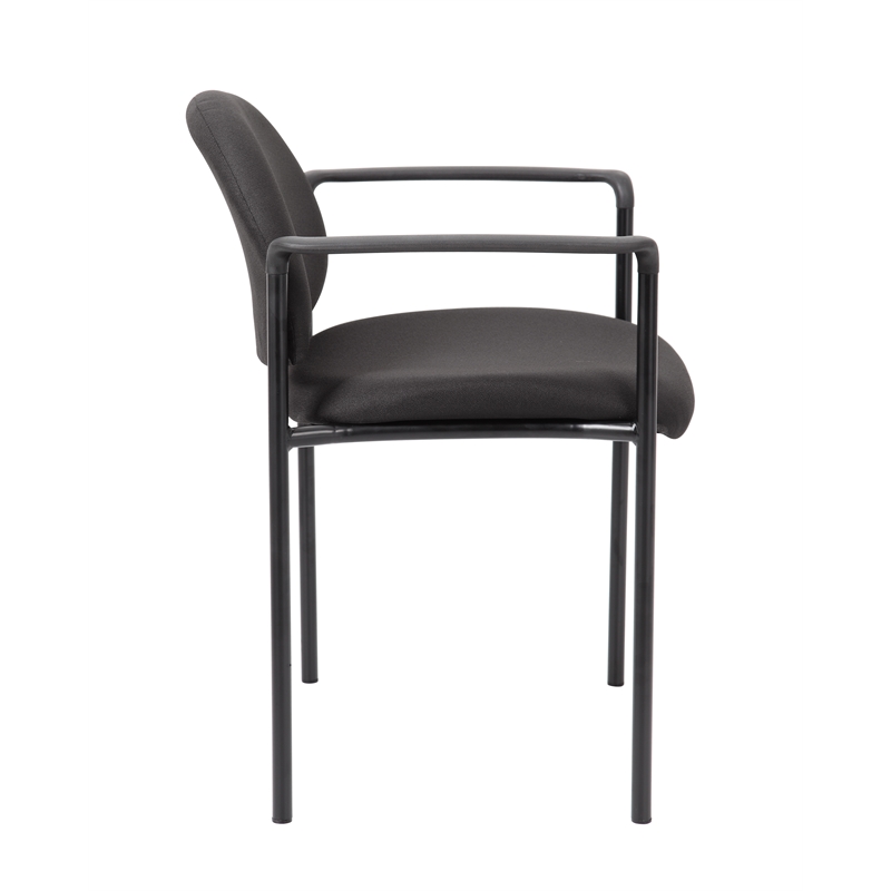 Bowery Hill Fabric Upholstered Stackable Guest Chair in Black