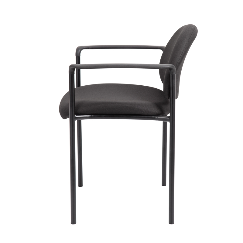 Bowery Hill Fabric Upholstered Stackable Guest Chair in Black