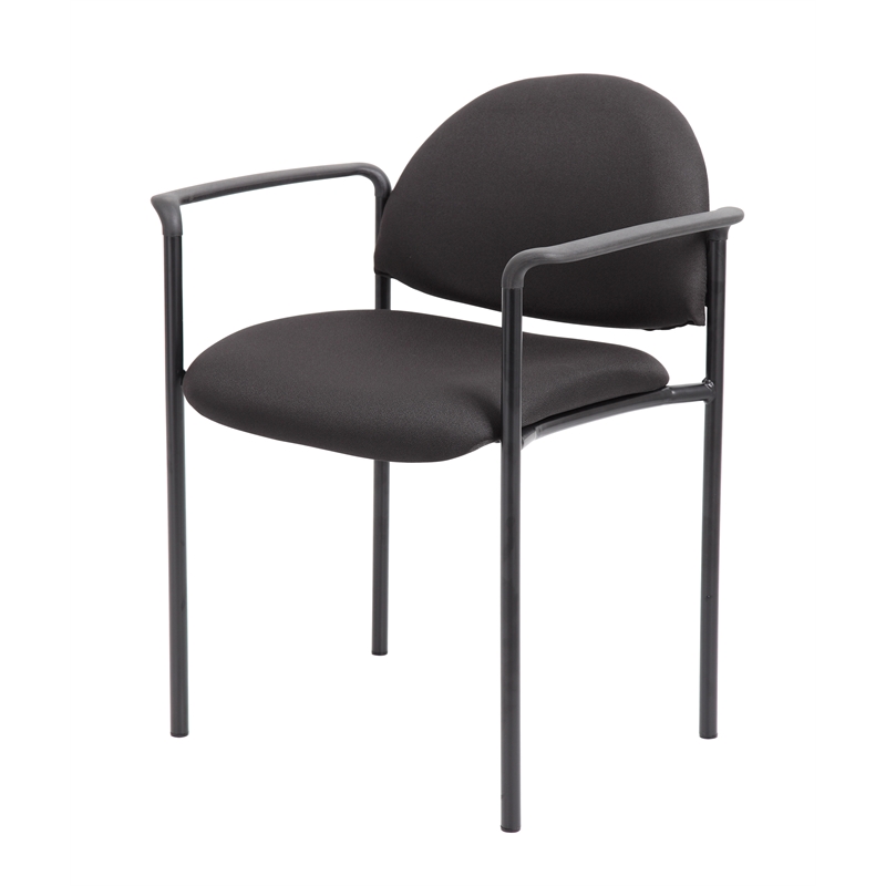 Bowery Hill Fabric Upholstered Stackable Guest Chair in Black