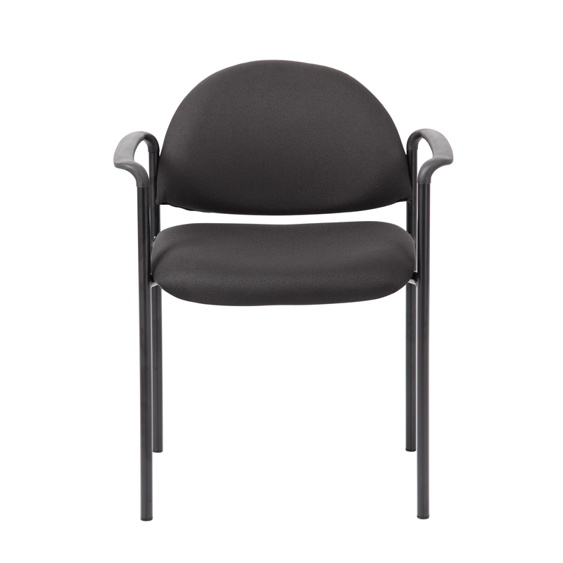 Bowery Hill Fabric Upholstered Stackable Guest Chair in Black