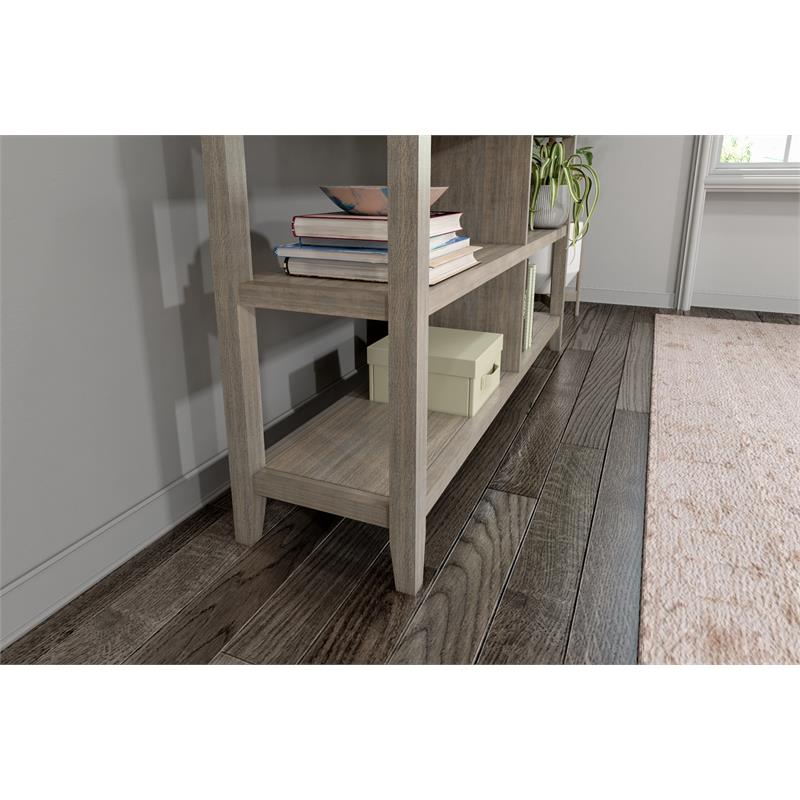 Bowery Hill 2-tier Low Traditional Wooden Bookcase in Washed Gray