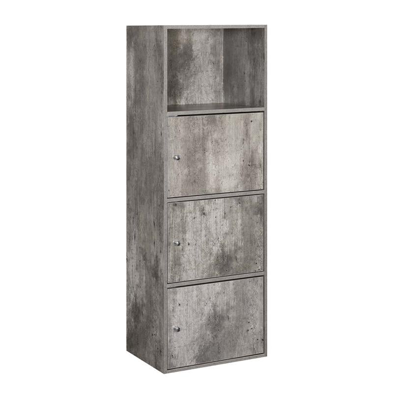 Bowery Hill Extra Storage 3 Door Cabinet in Gray Faux Birch Wood Finish