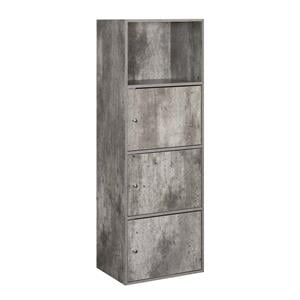 Bowery Hill Extra Storage 3 Door Cabinet in Gray Faux Birch Wood Finish