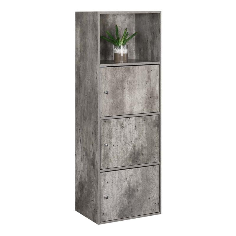 Bowery Hill Extra Storage 3 Door Cabinet in Gray Faux Birch Wood Finish
