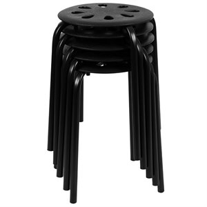 Bowery Hill 17. 5&quot Plastic Nesting Stack Stool in Black (Set of 5)