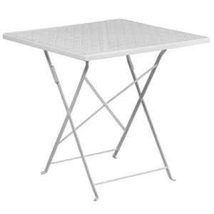 Bowery Hill 28&quot Square Steel Flower Print Patio Dining Table in White