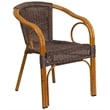 Bowery Hill Rattan Patio Dining Arm Chair in Dark Brown (Set of 3)